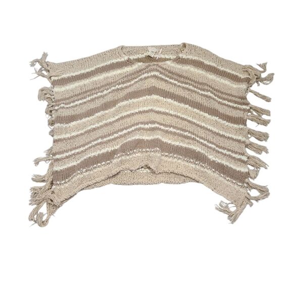 Free People Womens Big Dipper fringe poncho One Size boho preppy casual knit - Picture 3 of 7